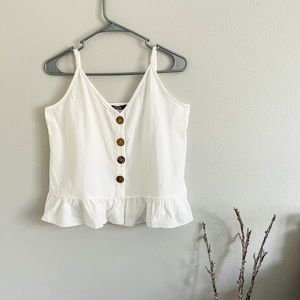 SHEIN Button Front Ruffle Hem Cami Top